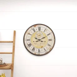 Vintage Wood Wall Clock With Typography Brown - Olivia & May -Home Improvement Store GUEST 0062d046 40b1 48ab b34c bf79834008fa