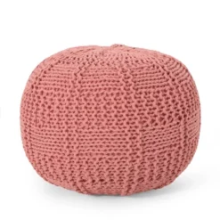 Hortense Modern Knitted Cotton Round Pouf - Christopher Knight Home -Home Improvement Store GUEST 0134988a f1db 4b1a 8391 411f0b012091