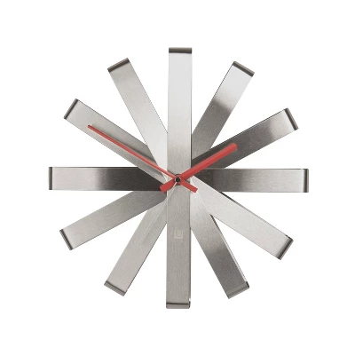Ribbon Wood Wall Clock Steel - Umbra 2 Ribbon Wood Wall Clock Steel - Umbra - Image 2