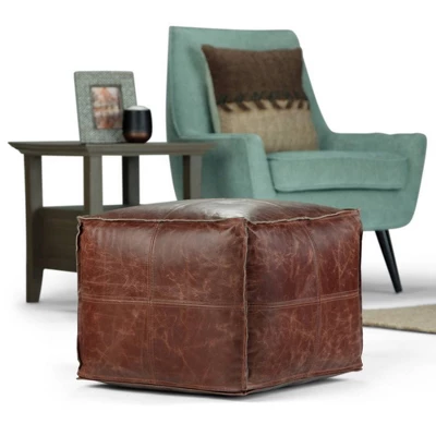 Erving Square Pouf Brown - WyndenHall 1 Erving Square Pouf Brown - WyndenHall