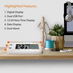 Marathon Hotel Collection LED Colour Display Fast Dual USB Charging Alarm Clock -Home Improvement Store GUEST 031ed0b4 7e97 4a07 83a3 6a54ddbb9599