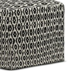 Wallis Square Woven PET Polyester Pouf Black/White - WyndenHall -Home Improvement Store GUEST 0337dbb3 fced 4f89 80e5 1136e2791b61