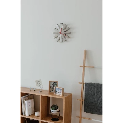 Ribbon Wood Wall Clock Steel - Umbra 6 Ribbon Wood Wall Clock Steel - Umbra - Image 6