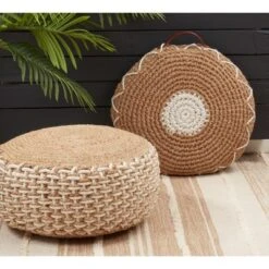 Saro Lifestyle Woven Design Pouf -Home Improvement Store GUEST 0786d31b 984f 43ed 8044 d19cba81348c
