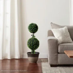 Nature Spring Home Decor Double Ball Artificial Podocarpus Topiary In Sturdy Pot - 36-in -Home Improvement Store GUEST 07dd5c6b 9352 4840 9930 064d0dc30076 1