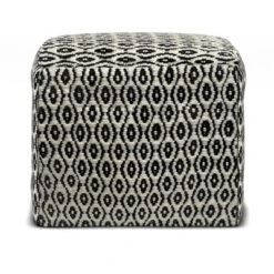 Wallis Square Woven PET Polyester Pouf Black/White - WyndenHall -Home Improvement Store GUEST 0b99279f 3b02 41cb 8723 566e79ac7593