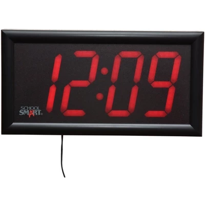 School Smart LED Wall Clock With Remote Control, 7 X 13 Inches, Red Digits 2 School Smart LED Wall Clock With Remote Control, 7 X 13 Inches, Red Digits - Image 2