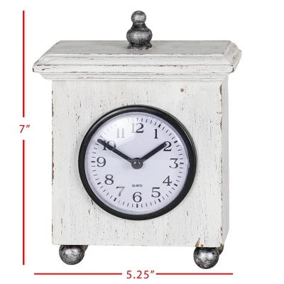 Square White Wood & Plexiglass Tabletop Clock - Foreside Home & Garden 5 Square White Wood & Plexiglass Tabletop Clock - Foreside Home & Garden - Image 5
