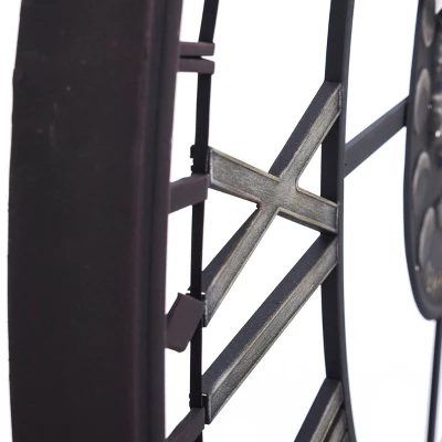 Metal Analog Roman Numerical Wall Clock Black - StyleCraft 3 Metal Analog Roman Numerical Wall Clock Black - StyleCraft - Image 3