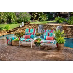 2pc Sophia Rectangular Throw Pillows Turquoise/Coral - Pillow Perfect