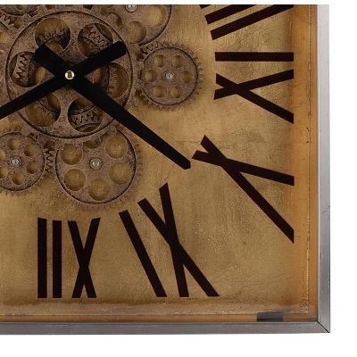 16" Altus Square Classic Face Wall Clock Gold - A&B Home 2 16" Altus Square Classic Face Wall Clock Gold - A&B Home - Image 2