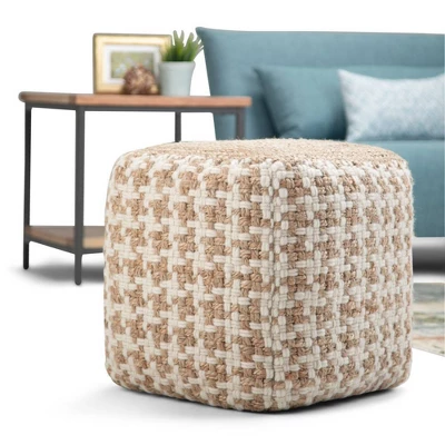 Digby Cube Pouf Natural - Wyndenhal 1 Digby Cube Pouf Natural - Wyndenhal