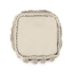 Hawley Handcrafted Boho Fabric Cube Pouf With Tassels Ivory - Christopher Knight Home -Home Improvement Store GUEST 10dedc8a f40b 4826 b5d1 b3f38421e370