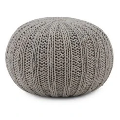 Grandville Hand Knit Round Pouf - WyndenHall -Home Improvement Store GUEST 133d9bd4 8997 4ce5 8dcd 1c856c775f1b