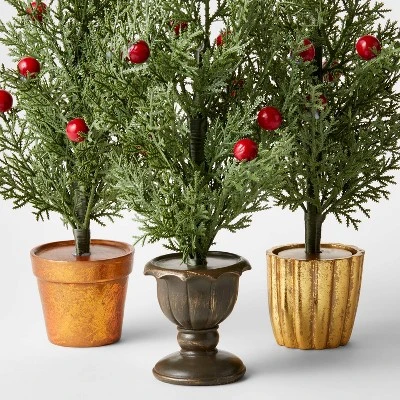 3pc Decorative Potted Faux Greenery Tree - Wondershop™ 1 3pc Decorative Potted Faux Greenery Tree - Wondershop™