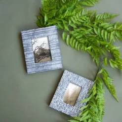 5 X 7 Inch Decorative Distressed Whitewashed Metal Pattern Picture Frame - Foreside Home & Garden