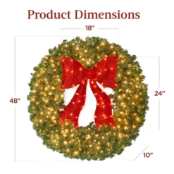 Best Choice Products 48in Artificial Pre-Lit Fir Christmas Wreath Decor W/ Red Bow, 250 LED Lights, 714 Tips, Plug-In -Home Improvement Store GUEST 145f3a83 e7c9 45bf 8270 9a1d507bc7ba