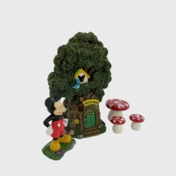 Disney Mickey Mouse Miniature Resin Garden Set With Solar Tree House