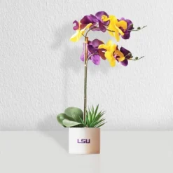Forever Leaf LSU State Faux Orchid, Indoor Artificial Plant For Home Decor