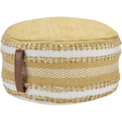 Mina Victory Woven Stripes Outdoor Pouf With Handle -Home Improvement Store GUEST 16dbbba9 7644 48e9 99d0 479883254526
