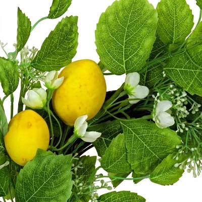 National Tree Company Artificial Spring Wreath, Woven Branch Base, Decorated With Lemons, Flower Blooms, Leafy Greens, Spring Collection, 22 Inches 2 National Tree Company Artificial Spring Wreath, Woven Branch Base, Decorated With Lemons, Flower Blooms, Leafy Greens, Spring Collection, 22 Inches - Image 2