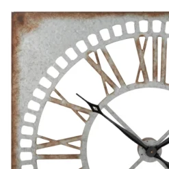 Metal Wall Clock With Distressing Gray - Olivia & May -Home Improvement Store GUEST 19dac5fe 50ae 4e41 9791 054b90e1d10f