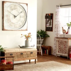 Metal Wall Clock With Distressing Gray - Olivia & May