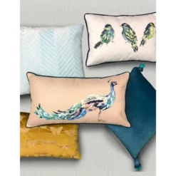 14"x24" Oversized Ribbon Embroidered Blue Birds Lumbar Throw Pillow Light Blue - Edie@Home -Home Improvement Store GUEST 1eaccb98 81f0 4284 aff5 8065564d15ef