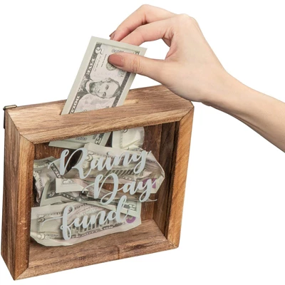 Genie Crafts Wooden Shadow Box Bank, Rainy Day Fund (7.1 X 1.8 Inches) 3 Genie Crafts Wooden Shadow Box Bank, Rainy Day Fund (7.1 X 1.8 Inches) - Image 3