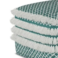 Ari Square Woven PET Polyester Pouf Turquoise/White - WyndenHall -Home Improvement Store GUEST 261662b2 3213 4999 8159 765a7463a154