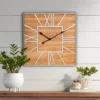 River Parks Studio Caser Silver Metal And Brown Wood 23 1/2" Square Wall Clock