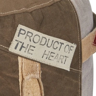 Canvas Pouf With Star Motif Brown - Olivia & May 7 Canvas Pouf With Star Motif Brown - Olivia & May - Image 7