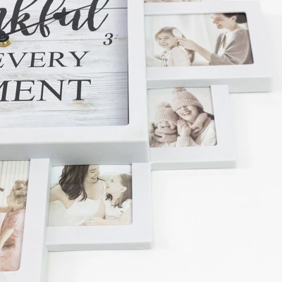 Farmhouse Shabby Chic 'Thankful' Picture Frame Collage Wall Clock White - American Art Decor 2 Farmhouse Shabby Chic 'Thankful' Picture Frame Collage Wall Clock White - American Art Decor - Image 2