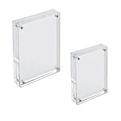 Azar Displays Clear Acrylic Magnetic Photo Block Frame Set With 4x6 And 5x7 Size Frames