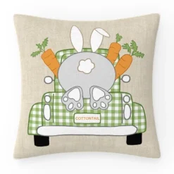 18"x18" Outdoor/Indoor Cotton Tail Square Throw Pillow Off-White - Pillow Perfect