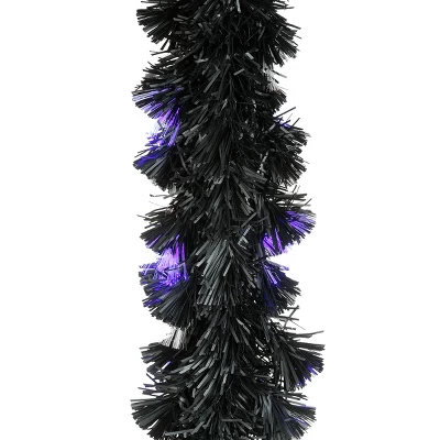 National Tree Company 9 Ft. Black Fiber Optic Garland With Purple And Orange Lights 4 National Tree Company 9 Ft. Black Fiber Optic Garland With Purple And Orange Lights - Image 4