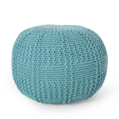 Hortense Modern Knitted Cotton Round Pouf - Christopher Knight Home -Home Improvement Store GUEST 2be19a84 883c 4279 88e7 72b0290cf4bb