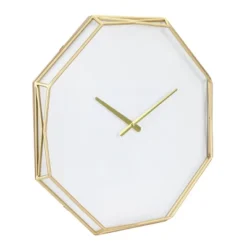 22" Octagon Open Face Wall Clock White/Gold - Stonebriar Collection