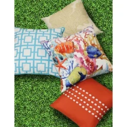 18" X 18" Embroidered Printed Coral Patio Throw Pillow - Edie@Home -Home Improvement Store GUEST 30ca0caa 8e3a 4139 a8c3 485b6293f4aa