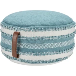 Mina Victory Woven Stripes Outdoor Pouf With Handle -Home Improvement Store GUEST 31009c13 e4e4 45af 86d3 070ee6a93703