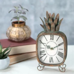 Copper Patina Rustic Pineapple Metal Battery Operated Table Clock - Foreside Home & Garden -Home Improvement Store GUEST 3194ebe8 ca1f 4374 afe3 f320d66cab32