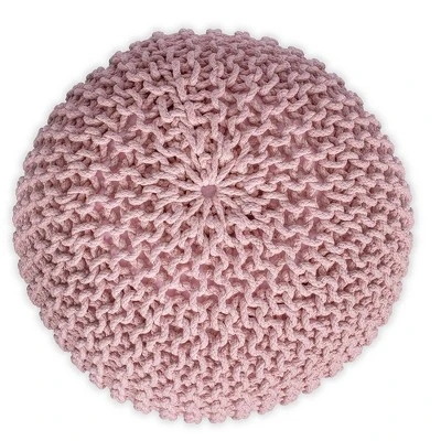 BirdRock Home Round Pouf Foot Stool Ottoman - Dusty Rose 3 BirdRock Home Round Pouf Foot Stool Ottoman - Dusty Rose - Image 3