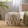 Hawley Handcrafted Boho Fabric Cube Pouf With Tassels Ivory - Christopher Knight Home