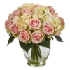 Nearly Natural 12-in Rose And Hydrangea Bouquet Artificial Arrangement