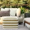 Jericho Square Woven PET Polyester Pouf Natural/White - WyndenHall