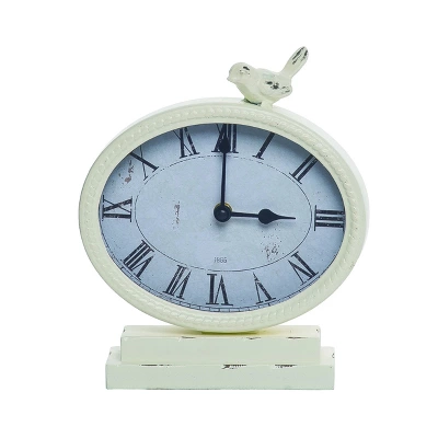 Transpac Wood 9.75 In. Off-White Everyday Bird Clock 1 Transpac Wood 9.75 In. Off-White Everyday Bird Clock