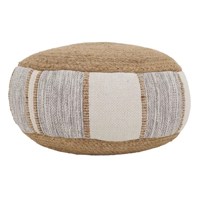 Saro Lifestyle Woven Pouf, 20"x10" Round, Natural 1 Saro Lifestyle Woven Pouf, 20"x10" Round, Natural