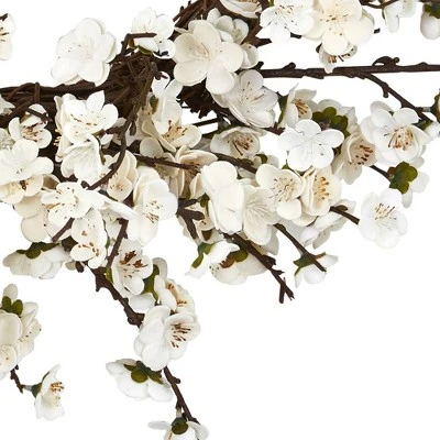 24" Artificial Plum Blossom Wreath - Nearly Natural 2 24" Artificial Plum Blossom Wreath - Nearly Natural - Image 2