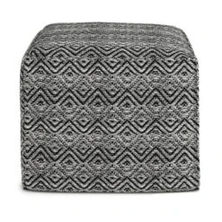 Flora Square Woven PET Polyester Pouf Gray/Black - WyndenHall -Home Improvement Store GUEST 3c3c56c8 07b1 4542 b61f 6bc645d18899