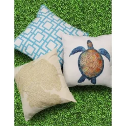 18" X 18" Embroidered Printed Coral Patio Throw Pillow - Edie@Home -Home Improvement Store GUEST 3c8398f4 d902 431a 8baf 1b0bcee928ca